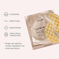 Jouer Luminize eye patch close-up showing puffiness reduction around the eyes