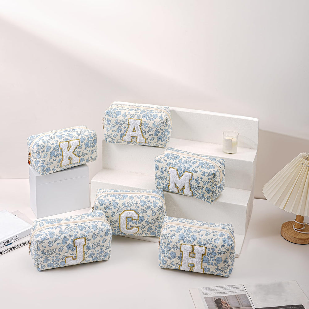 JOVAKIT Alphabet Makeup Bag Blue Floral K makes a thoughtful gift for holidays