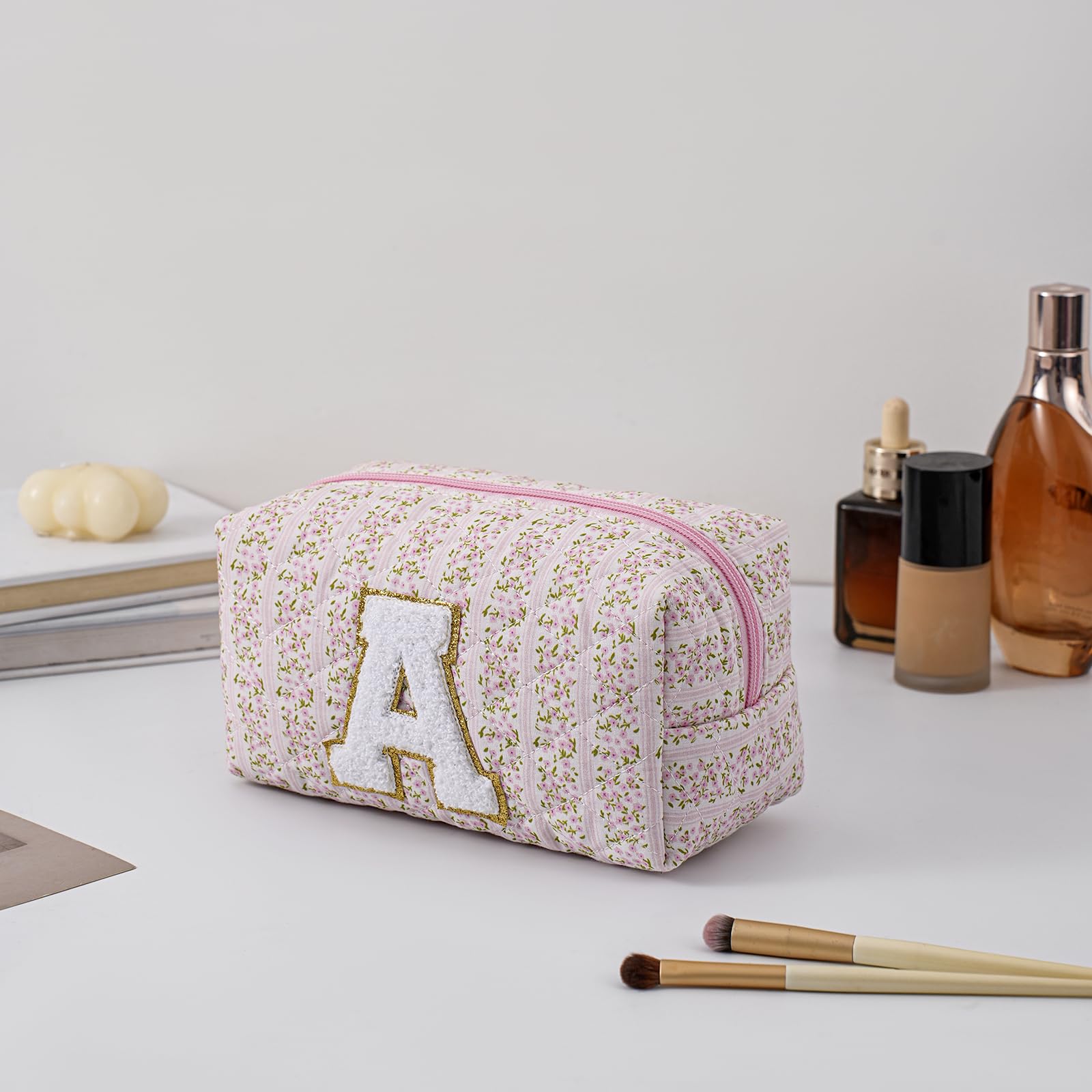 JOVAKIT alphabet makeup bag zipper detail emphasizing secure closure for travel