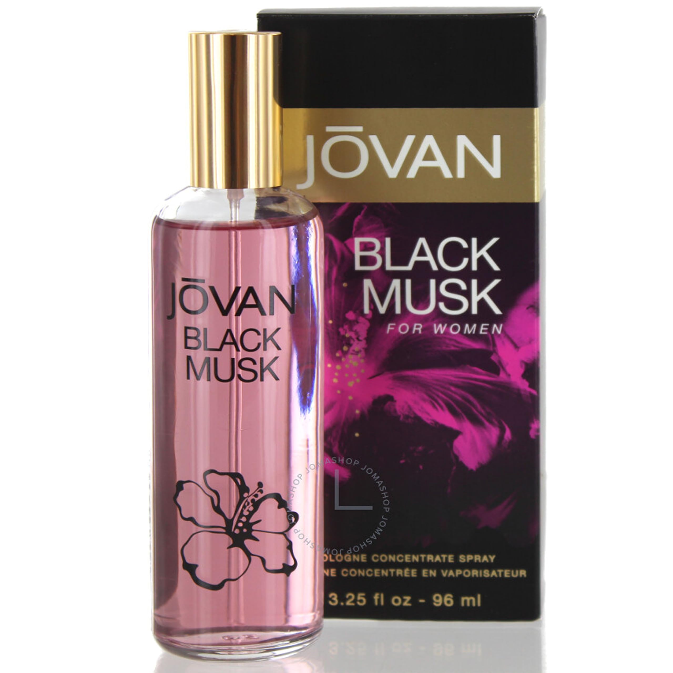Jovan Black Must bottle close-up shows bold packaging for confident daily wear