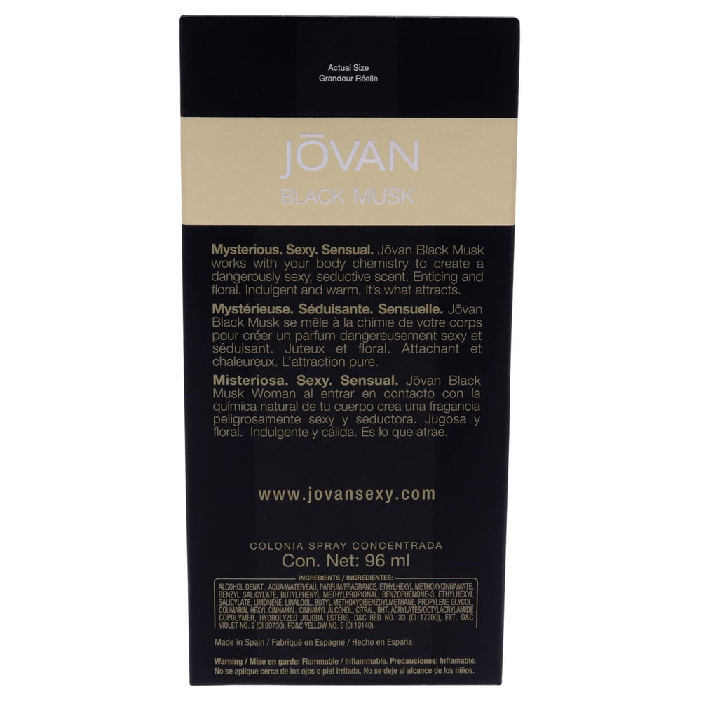 Jovan Black Must spray nozzle focus illustrates controlled, even application