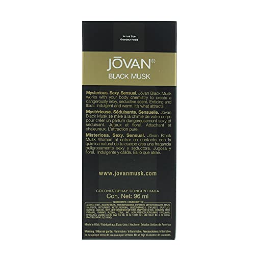 Jovan Black Must perspective shot highlights sleek bottle design for everyday elegance