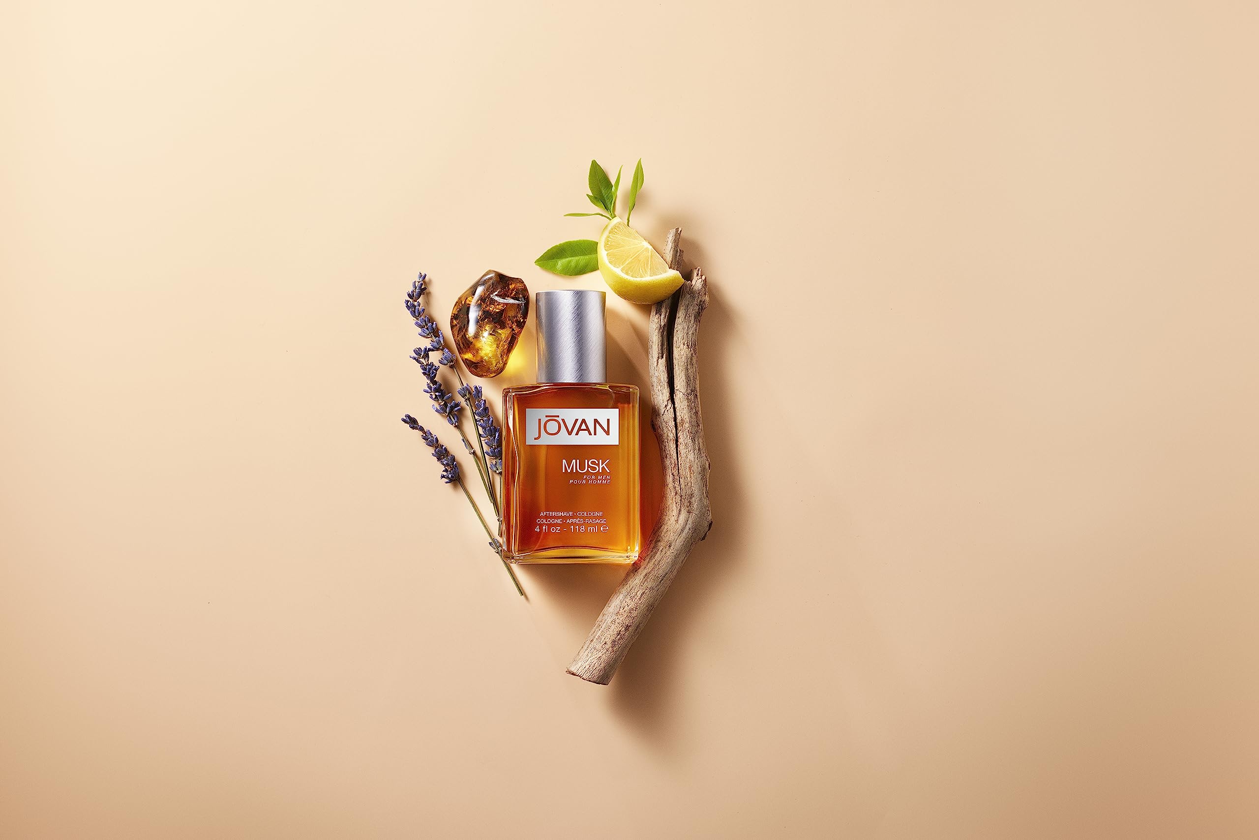 Jovan Musk for Men close-up of notes carnation lavender amber