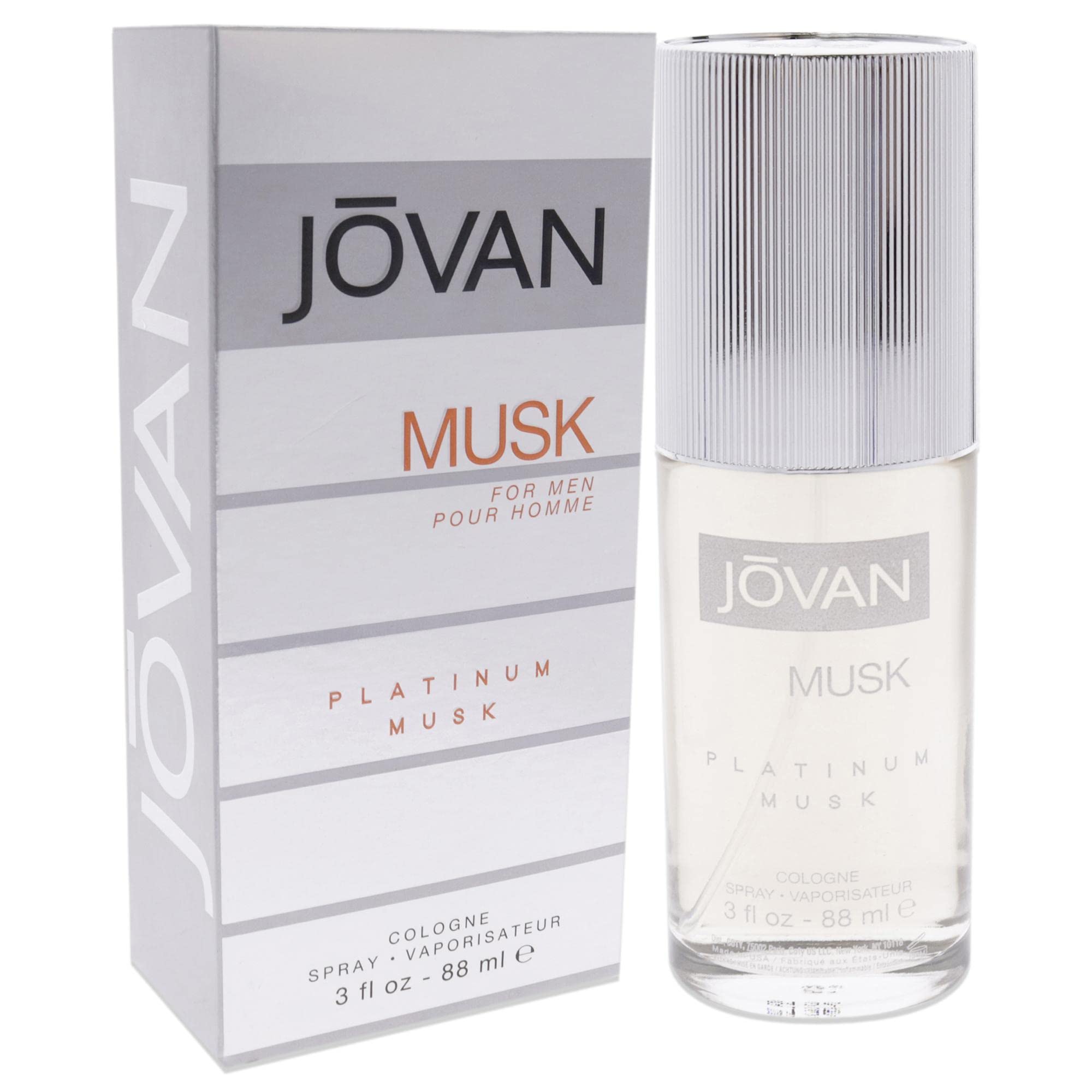 Jovan Platinum Musk EDC spray packaging suitable for gifting.