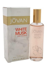 Jovan White Musk bottle side label shows eau de cologne strength for lighter, refreshing feel.