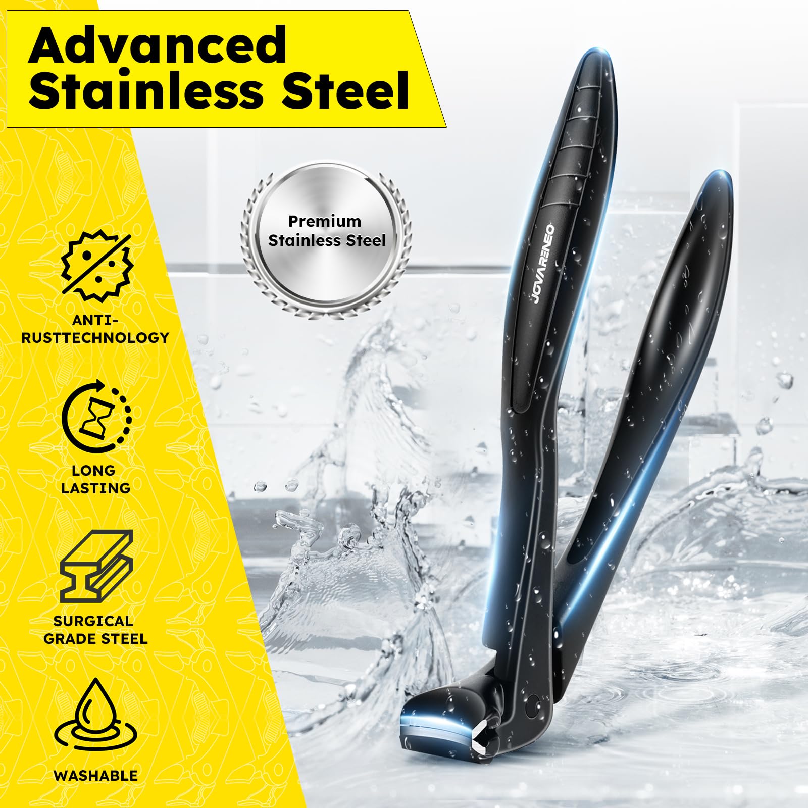 Jovareneo ergonomic handle provides a comfortable grip during use.