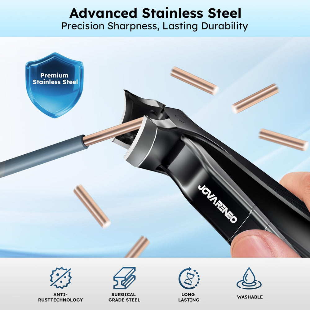 Jovareneo Heavy-duty clippers in action show easy trimming of thick nails.