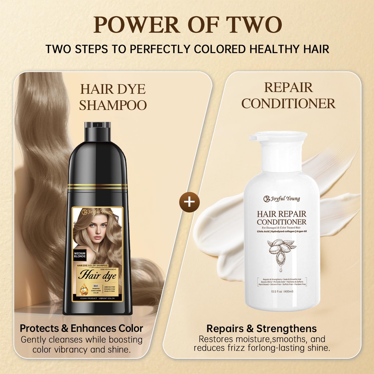 Joyful Young medium blonde shade on gray hair delivering natural-looking coverage.