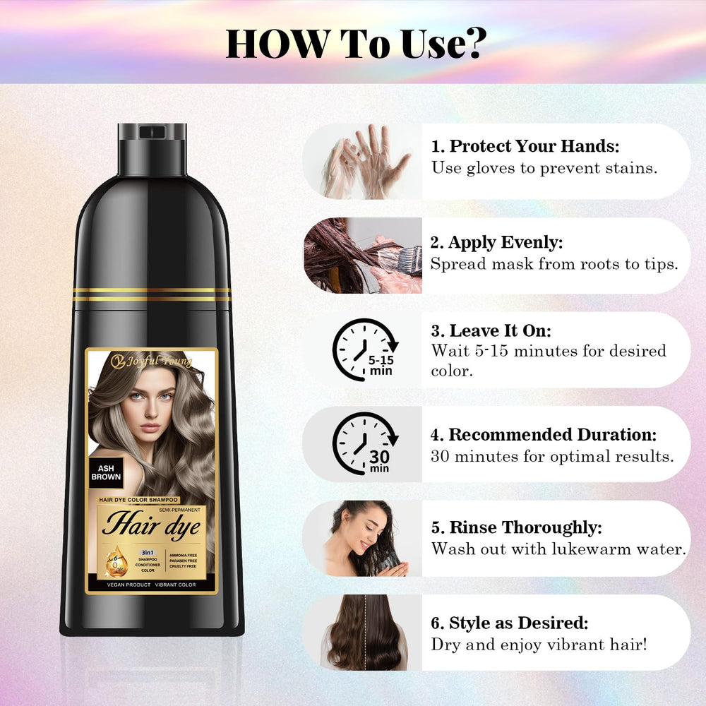 Joyful Young ash brown hair color blends naturally with existing shade for seamless look