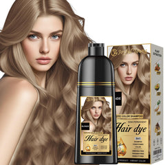 Joyful Young Hair Dye Shampoo bottle in medium blonde shade for quick gray coverage.