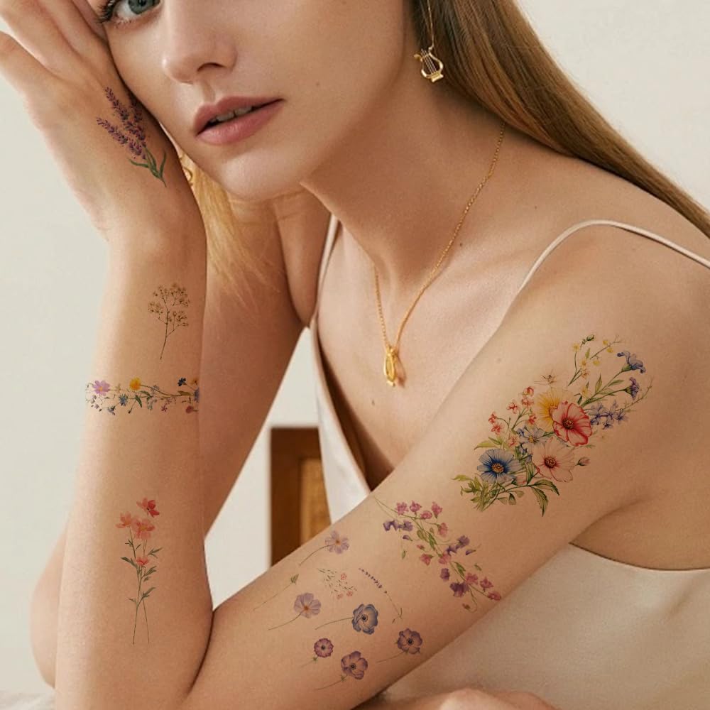 JoyfulGlam flower tattoos waterproof—long-lasting wear through activities