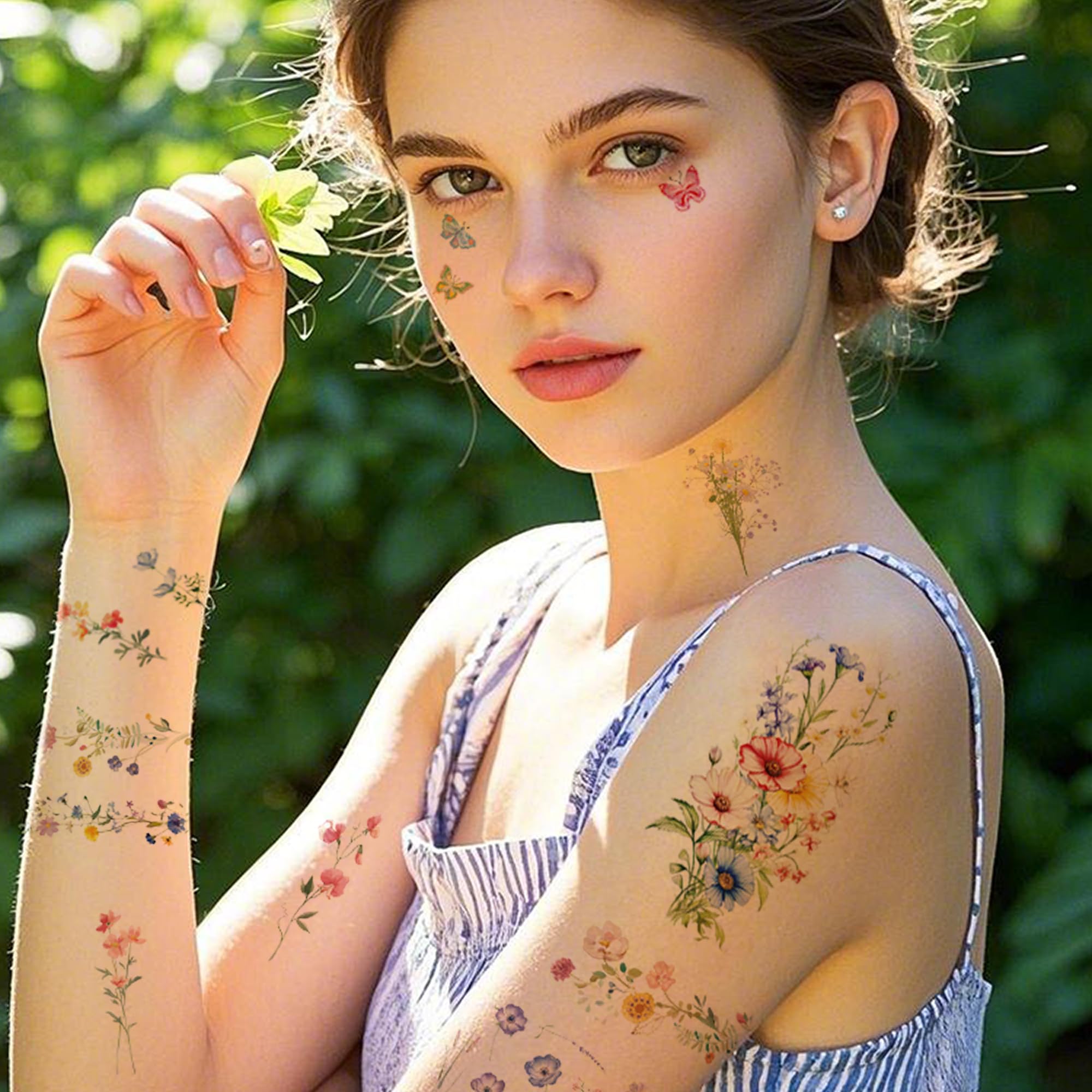 JoyfulGlam flower tattoos wildflower mix—versatile party-ready art