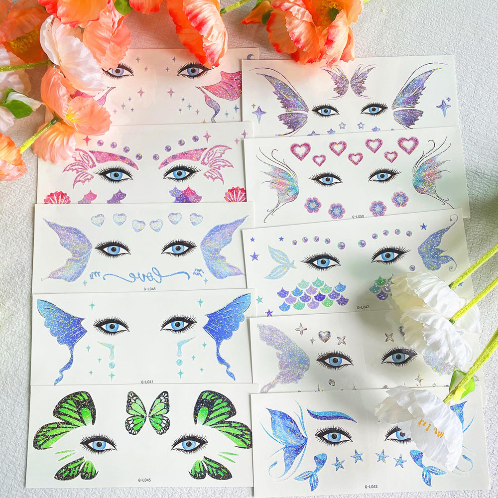 JoyfulGlam Glitter Fairy tattoos flower design for radiant party body art