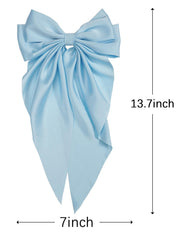JOYOYO hair clip blue long bow metal base detail highlights secure holding without snag.