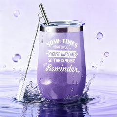 Joyvella 16 oz stainless steel mug with straw, ideal for cozy coffee moments.