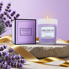 Joyvella aromatherapy candle enhances lavender ambiance for relaxation rituals.