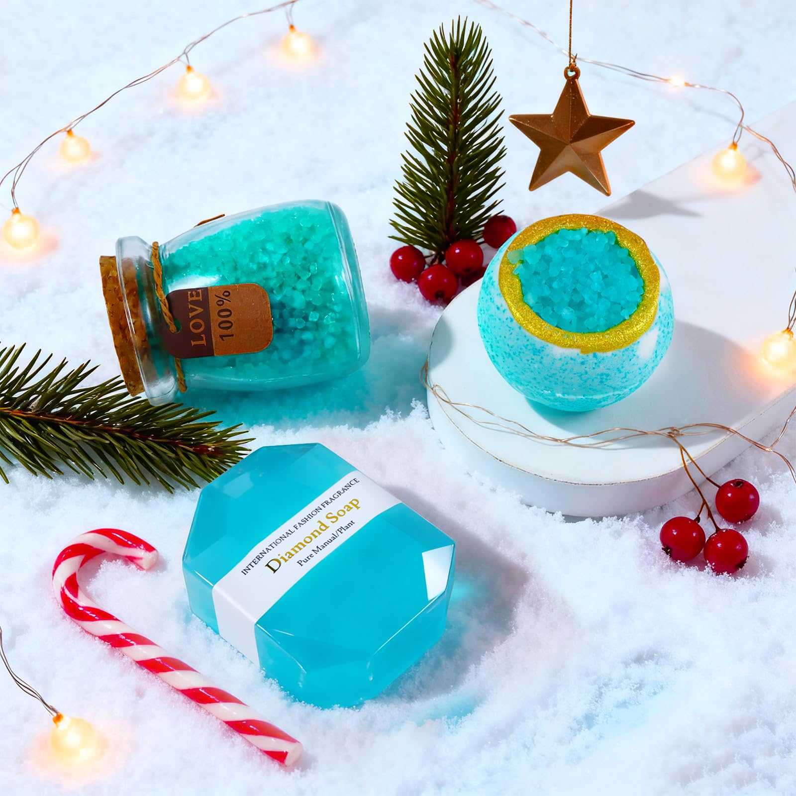 Joyvella handmade soap with foaming net for gentle cleansing.
