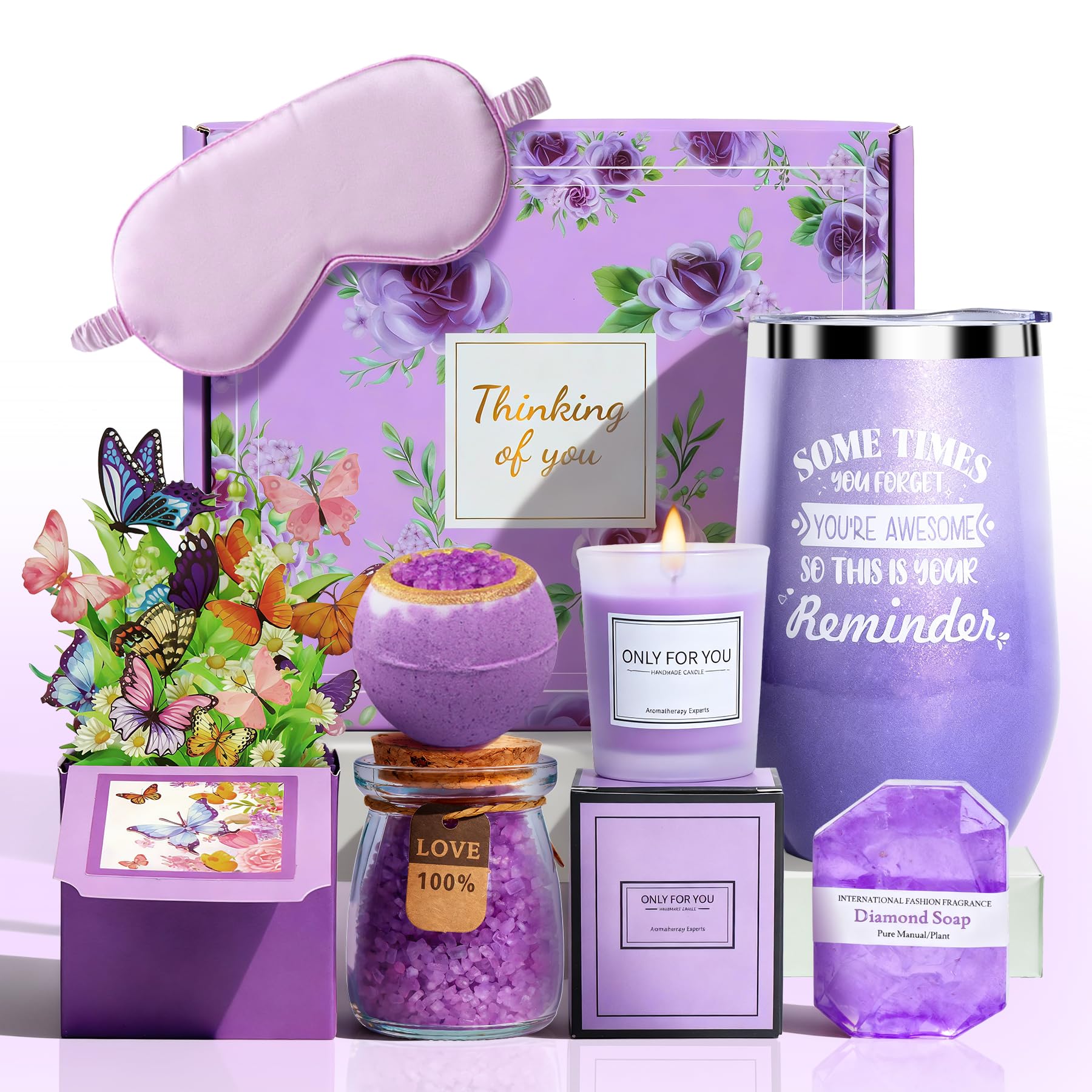 Joyvella lavender birthday gift set packaging elegant purple presentation for gifting