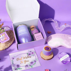 Joyvella lavender scented candle creates calm ambience for unwinding