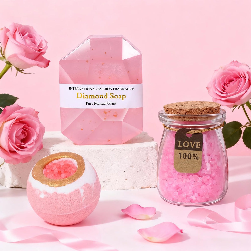 Joyvella rose spa basket handmade rose soap: gentle skincare with rose