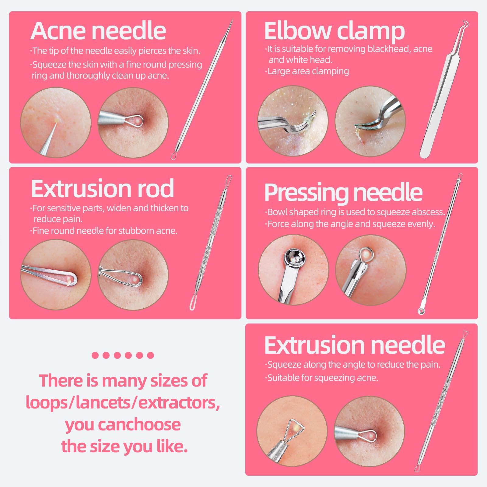JPNK dual-head needle set shows targeted blemish treatment and gentle extraction.