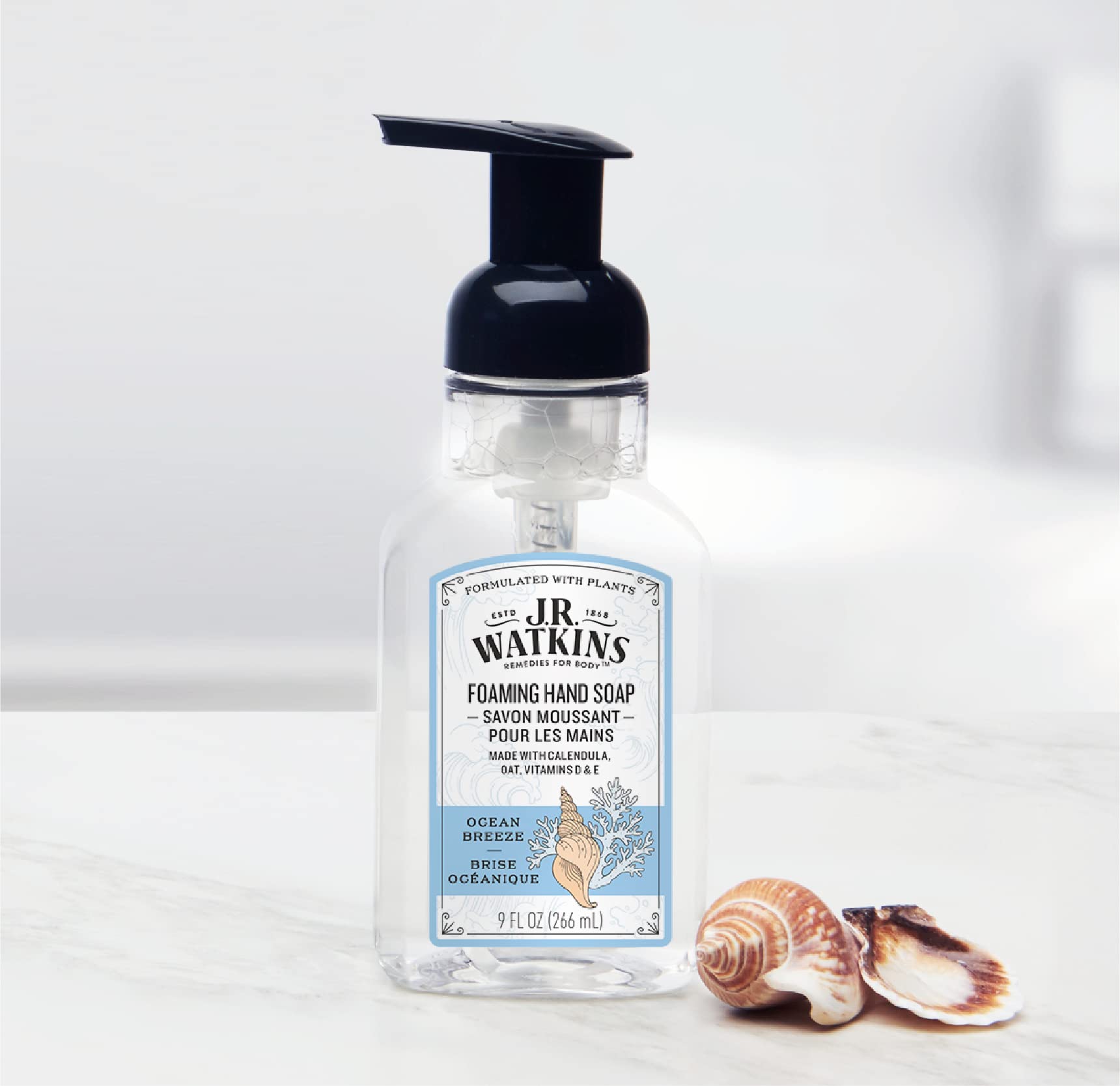 Close-up of foamy texture from J.R. Watkins hand soap showing airy lather.
