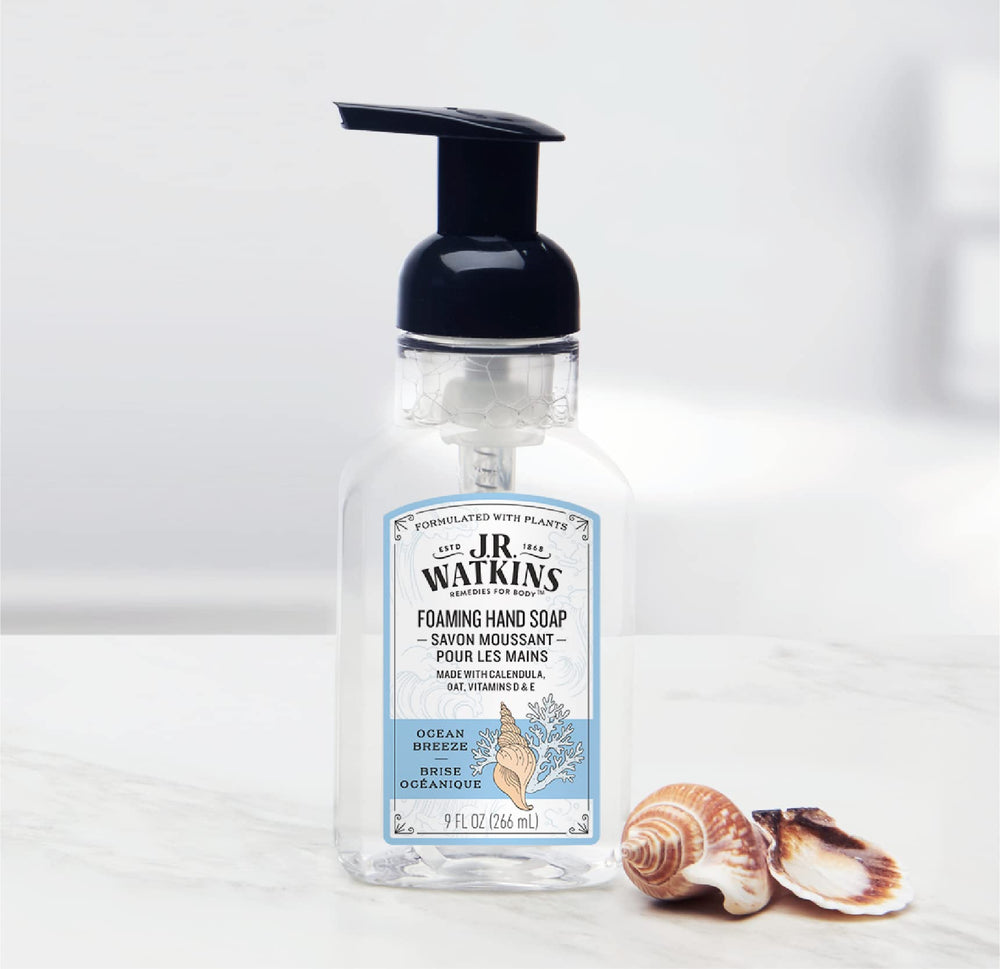 Close-up of foamy texture from J.R. Watkins hand soap showing airy lather.