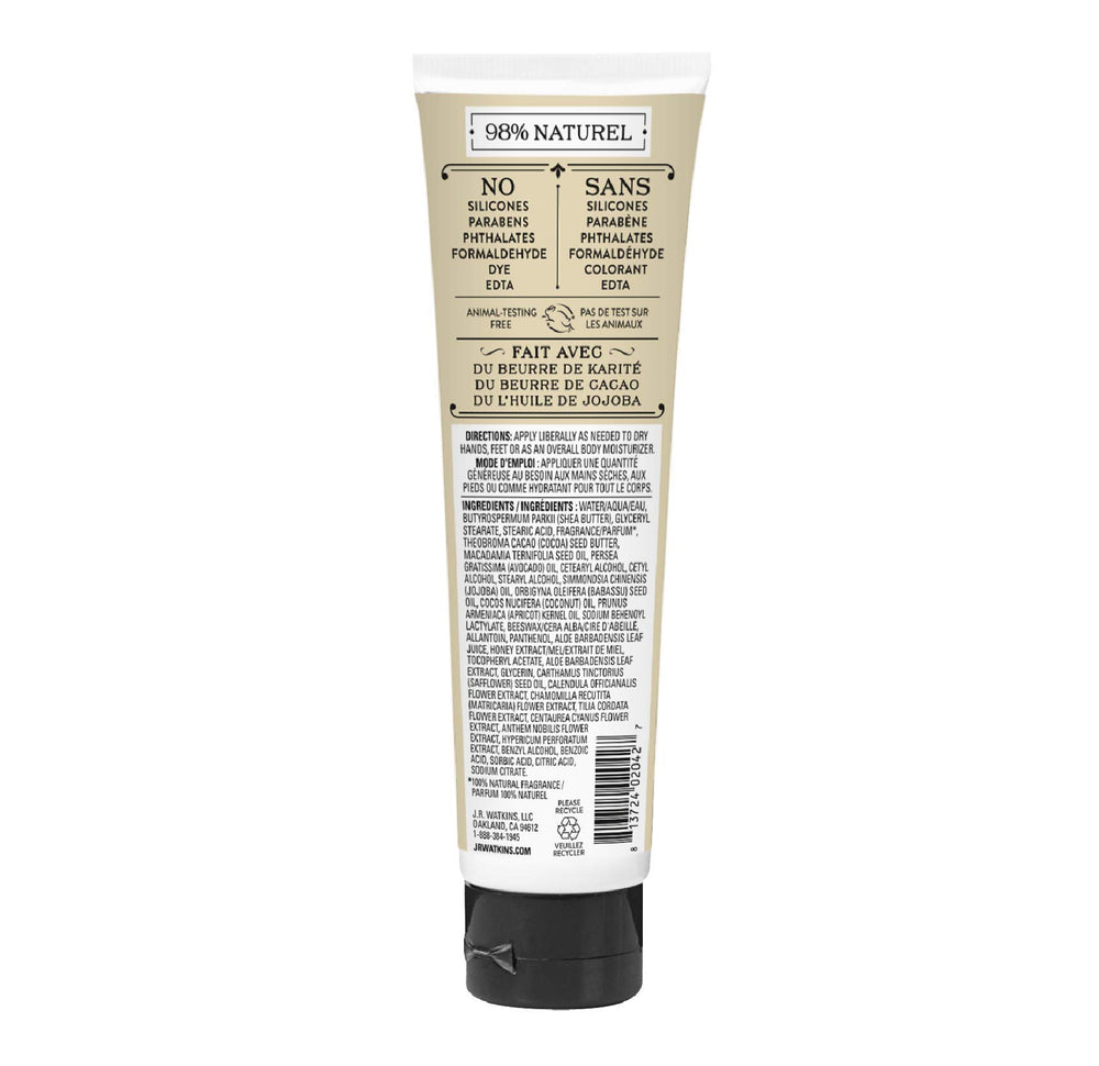 J.R. Watkins coconut hand cream proudly made in the USA since 1868.