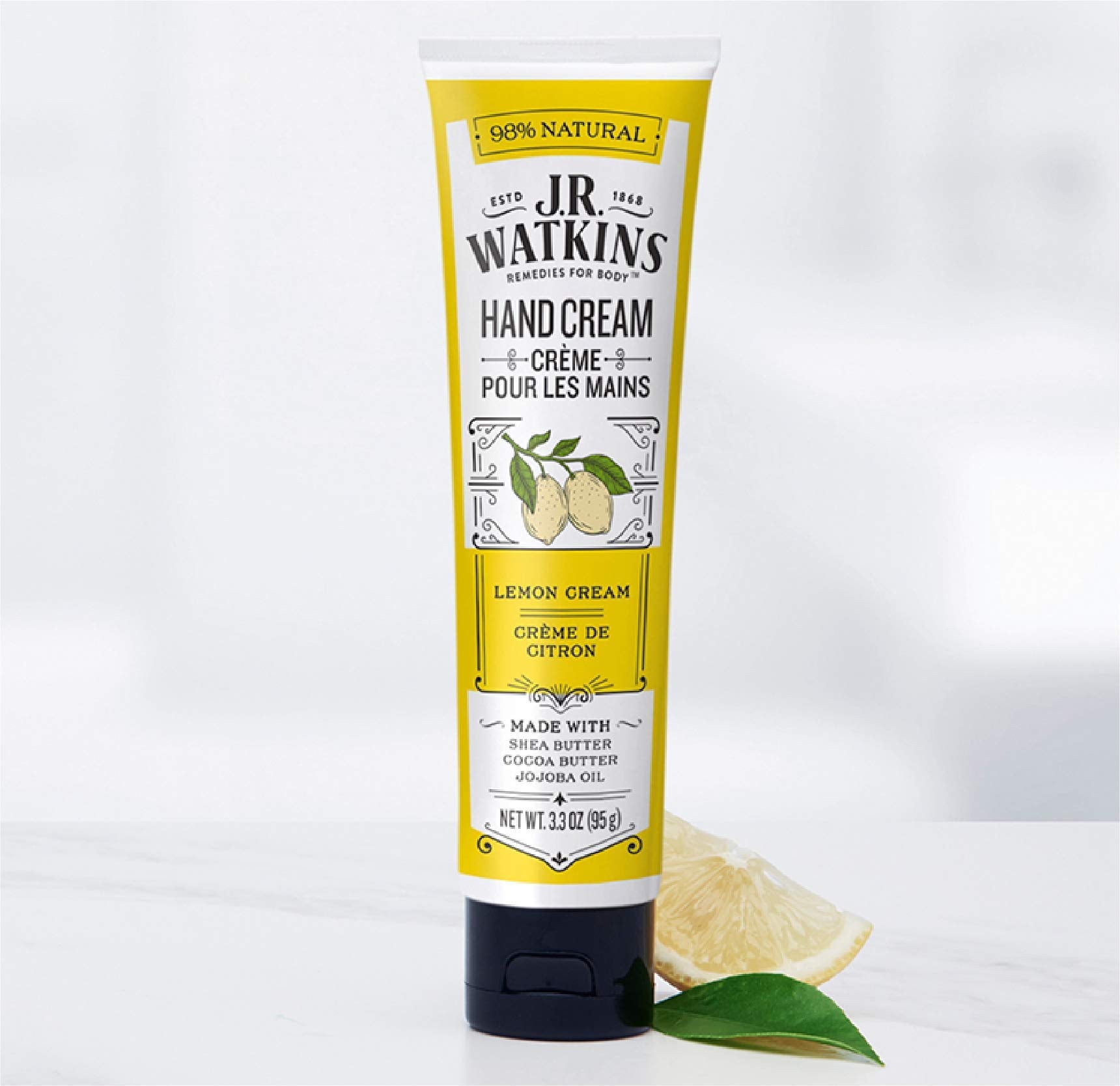 J.R. Watkins Hand Cream Lemon packaging and design