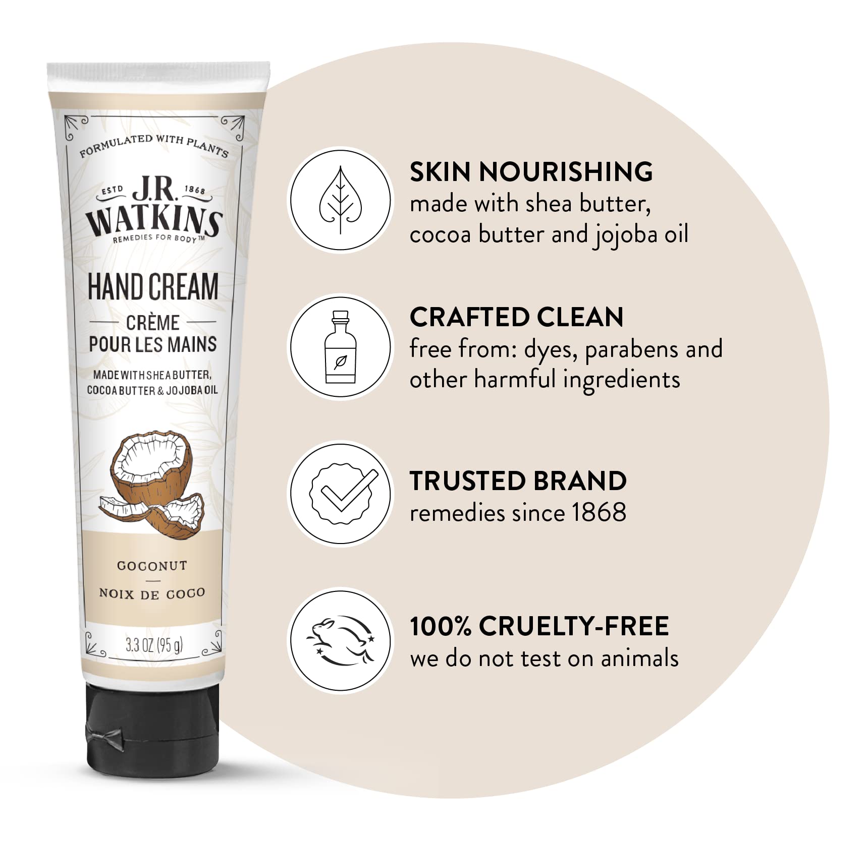 J.R. Watkins hand cream with avocado oil nourishes skin