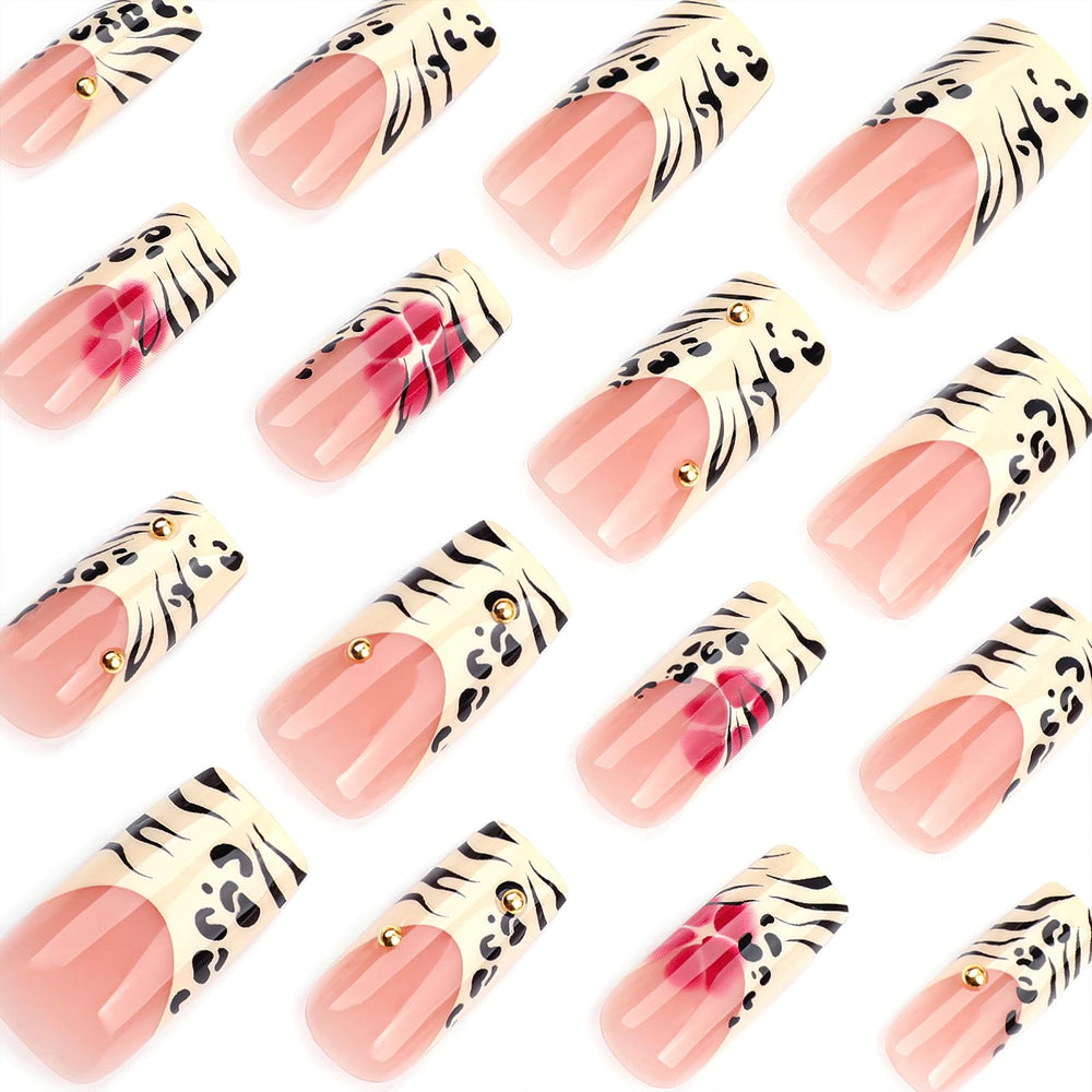 Jremg glossy red flower nails for an elegant focal point.