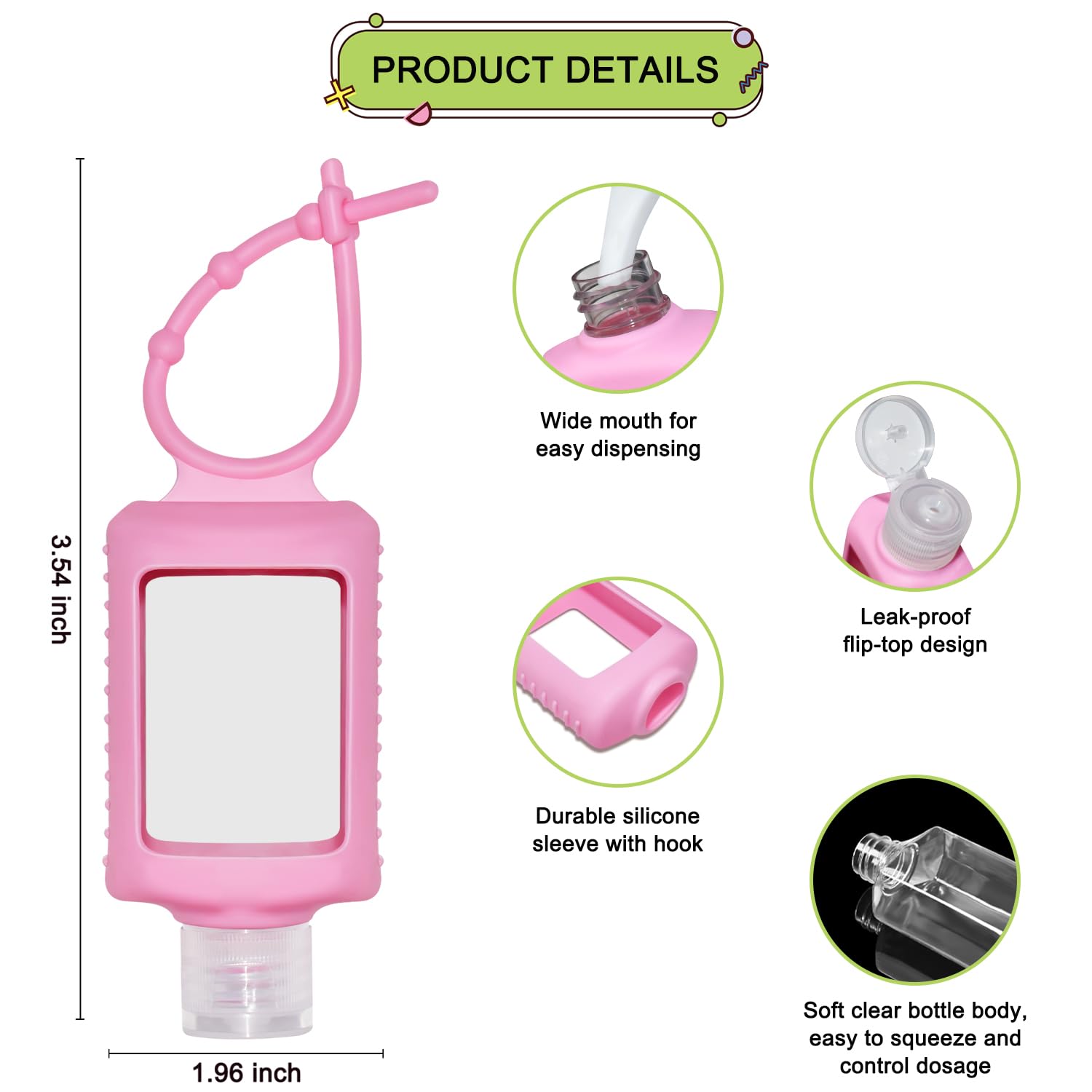 JRINYE silicone keychain bottle attachment demonstrates portable, hands-free travel carry.