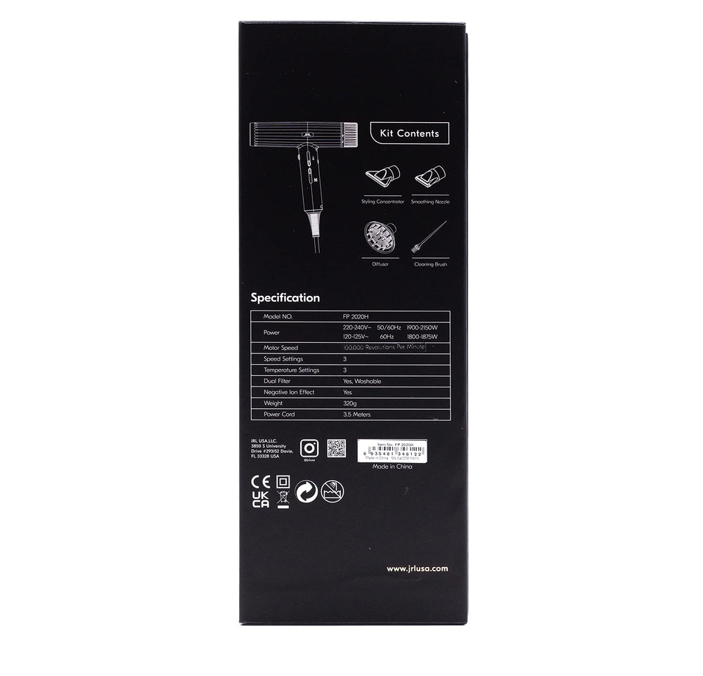 JRL Forte Pro Dryer compact design fits neatly on a shelf or bag.