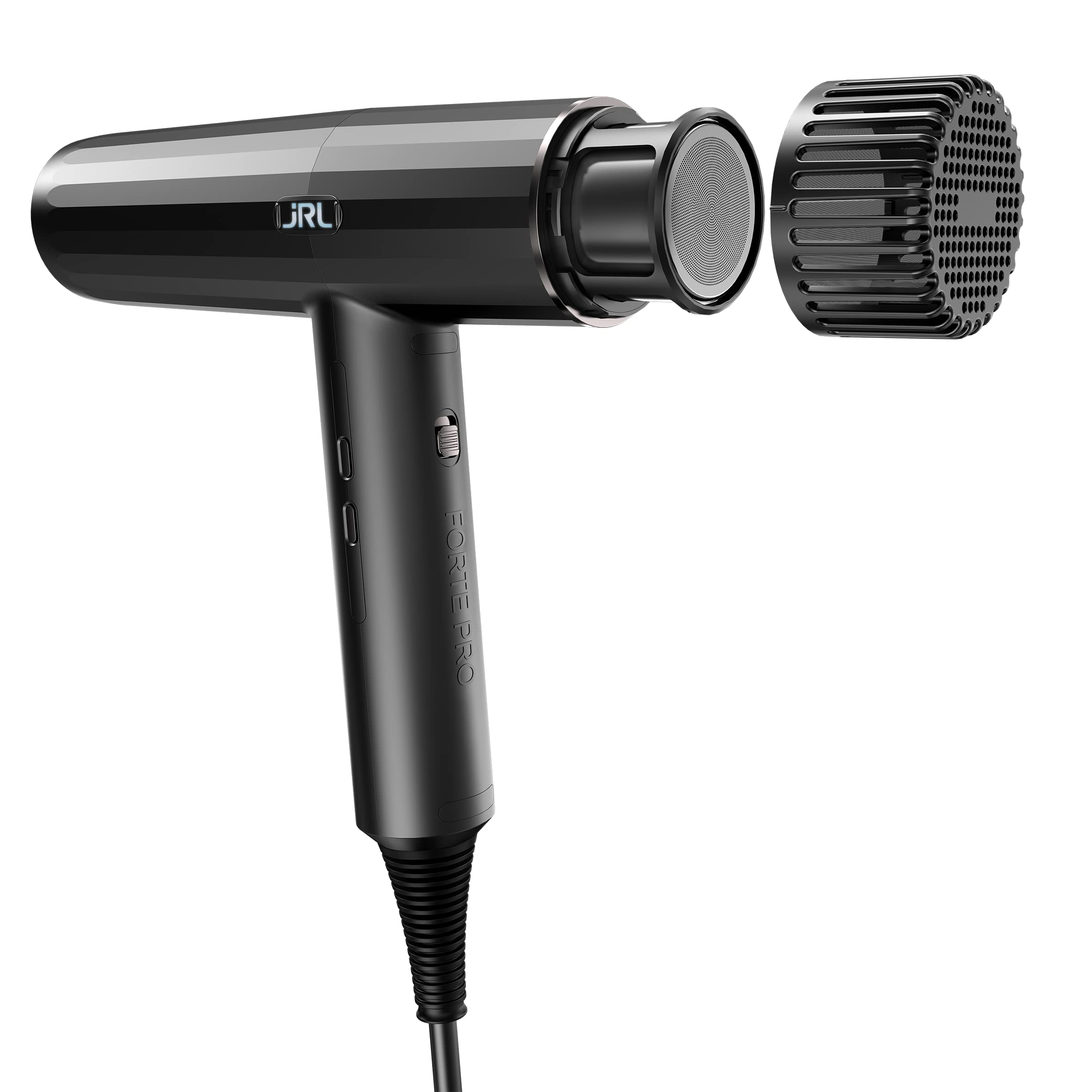JRL Forte Pro Dryer shows built-in ionic generator for smoother results.