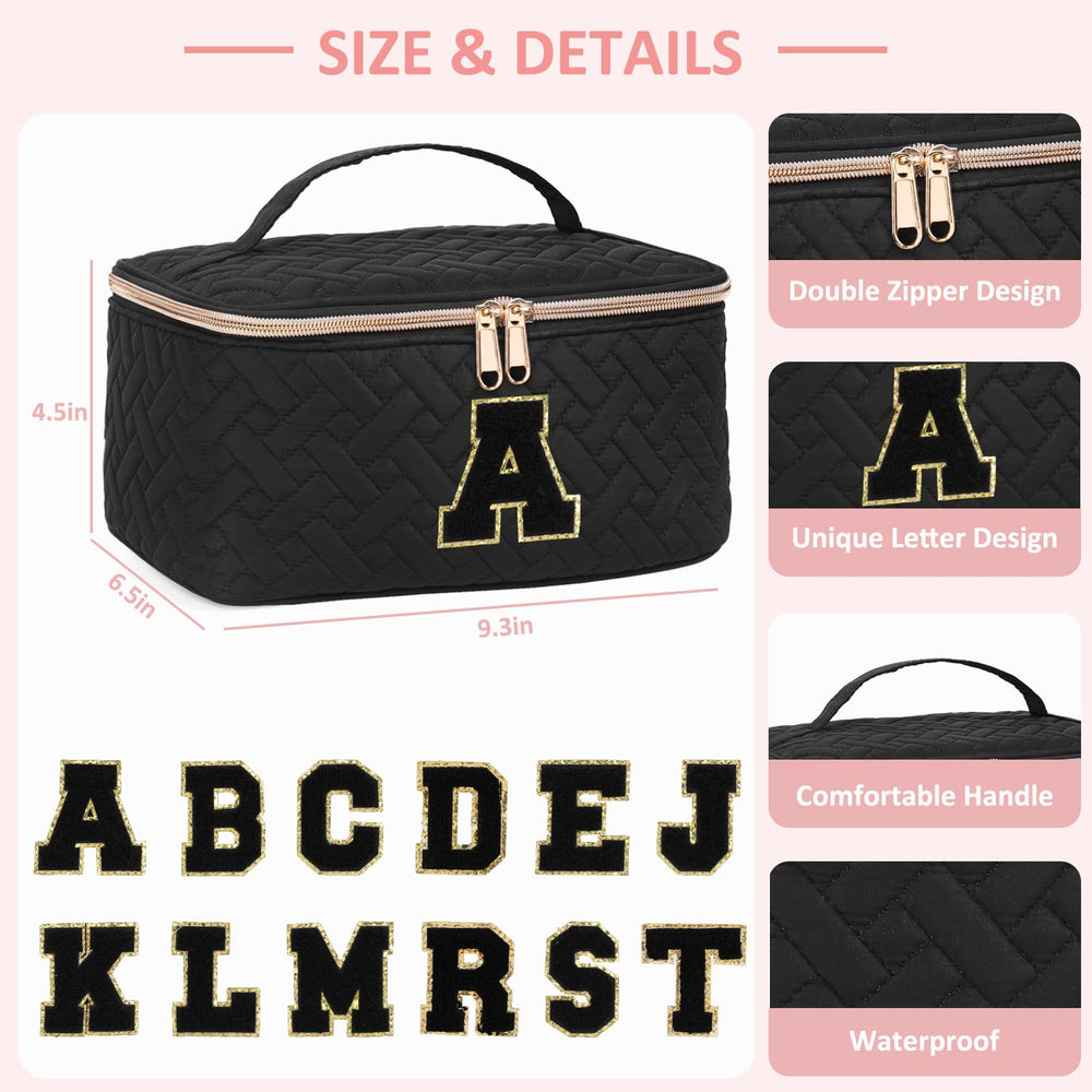 JRQCSJY lipstick slots and mesh pockets support tidy makeup storage on the go.