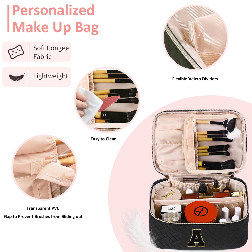 JRQCSJY quilted travel pouch offers stylish organization for cosmetics on trips.