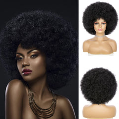 JSDshine soft Afro wig with 70s bangs for daily wear