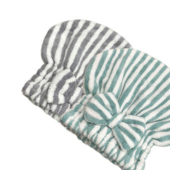 Jseng 2PC microfiber hair drying cap stripe—soft wrap for overnight conditioning.