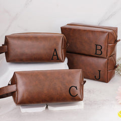 JSENGIFT brown leather travel bag with hanging design saving counter space
