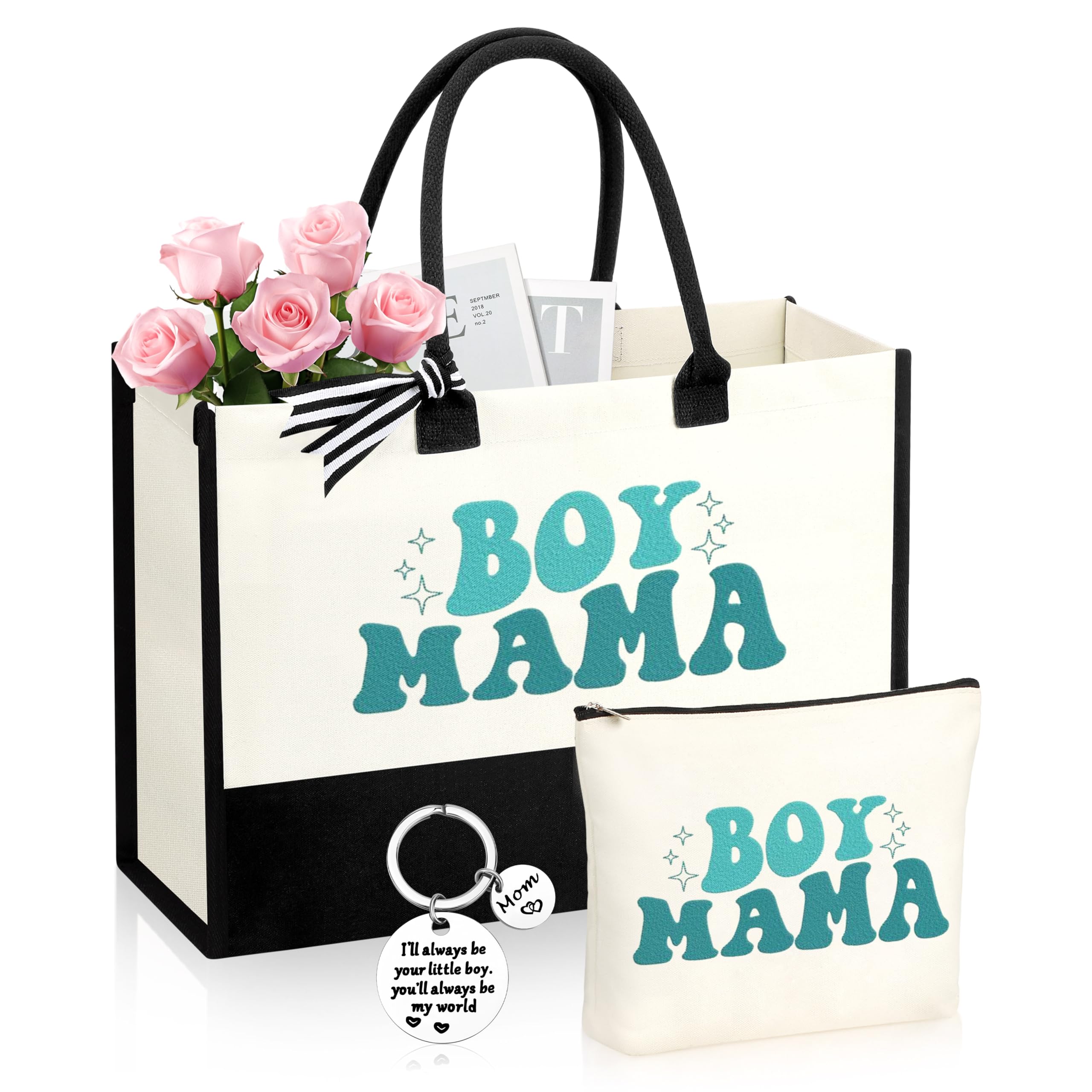 JSTUMB Boy Mama Tote Bag in durable canvas for daily errands