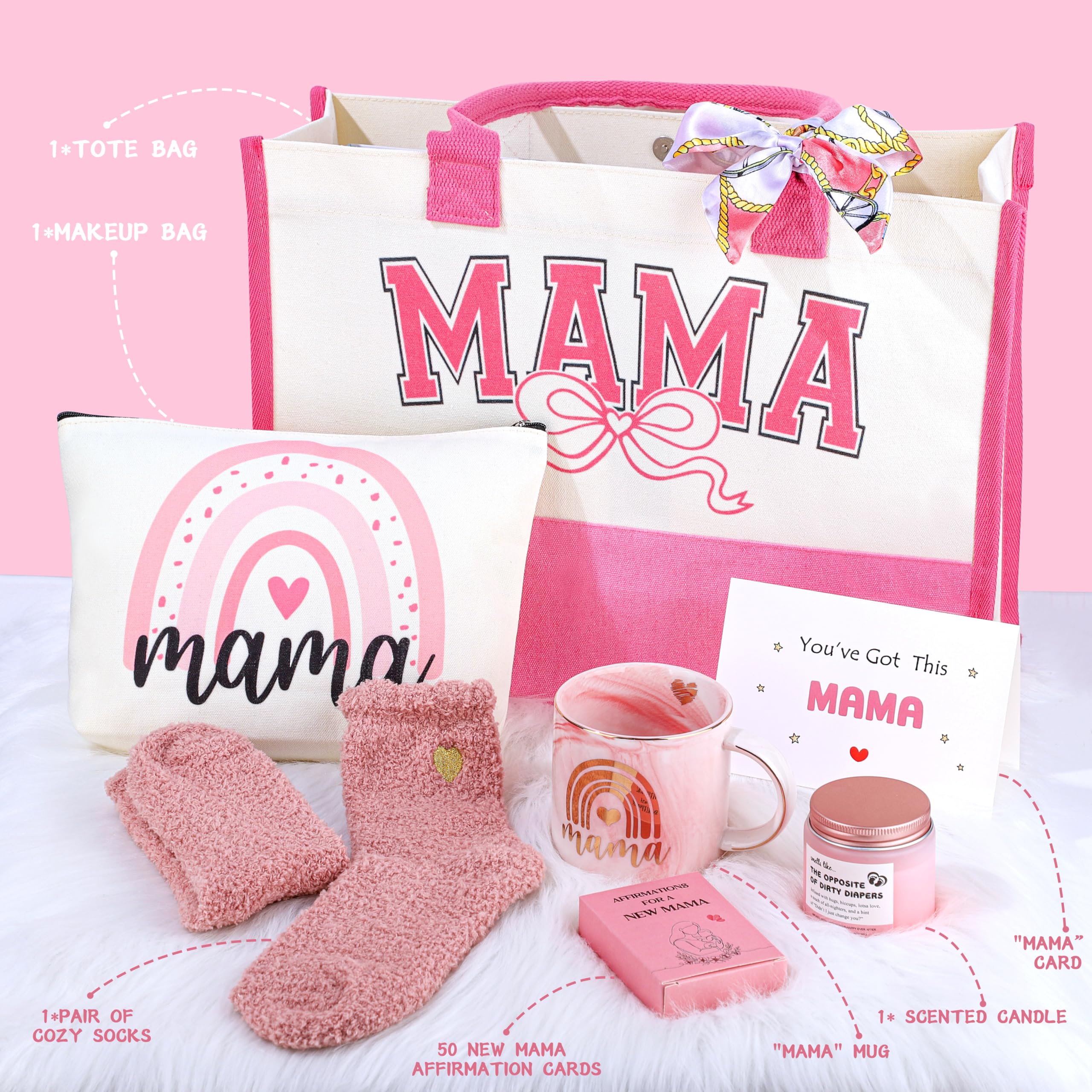 JSTUMB New Mom Gifts Makeup Bag stores cosmetics neatly.