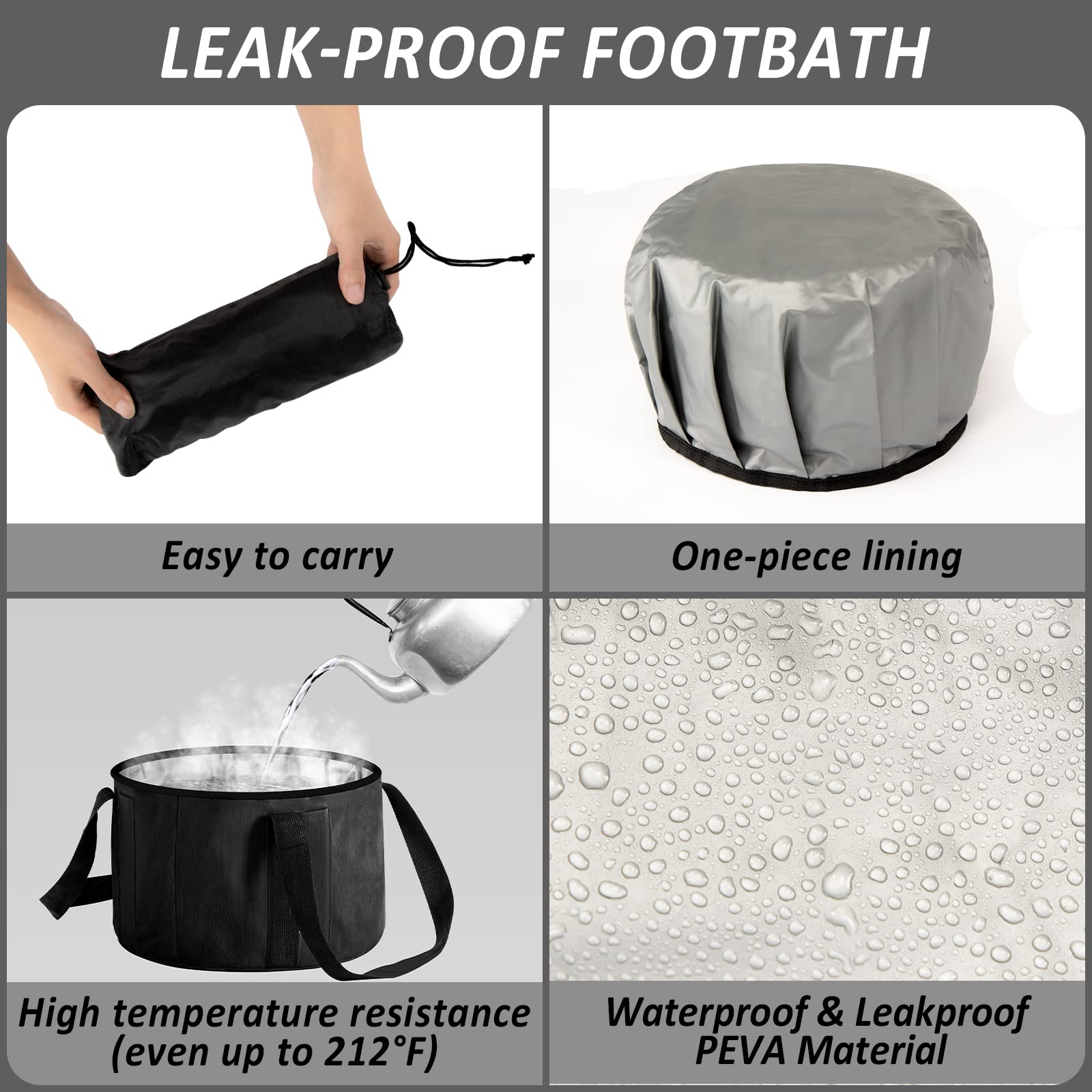 JSVSLTD foot bath basin nylon outer layer resists wear during outdoor use.