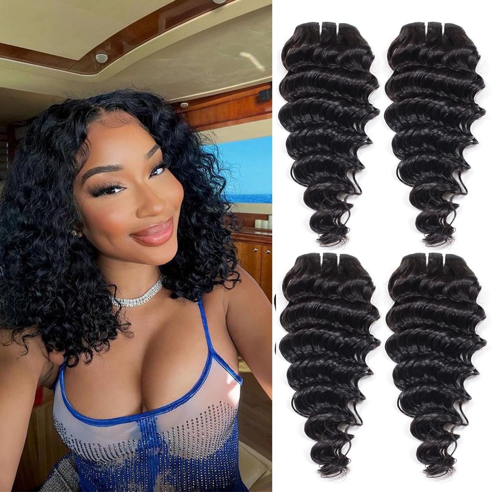 JTdebade Deep Wave bundle 12in closeup shows silky texture for versatile styling
