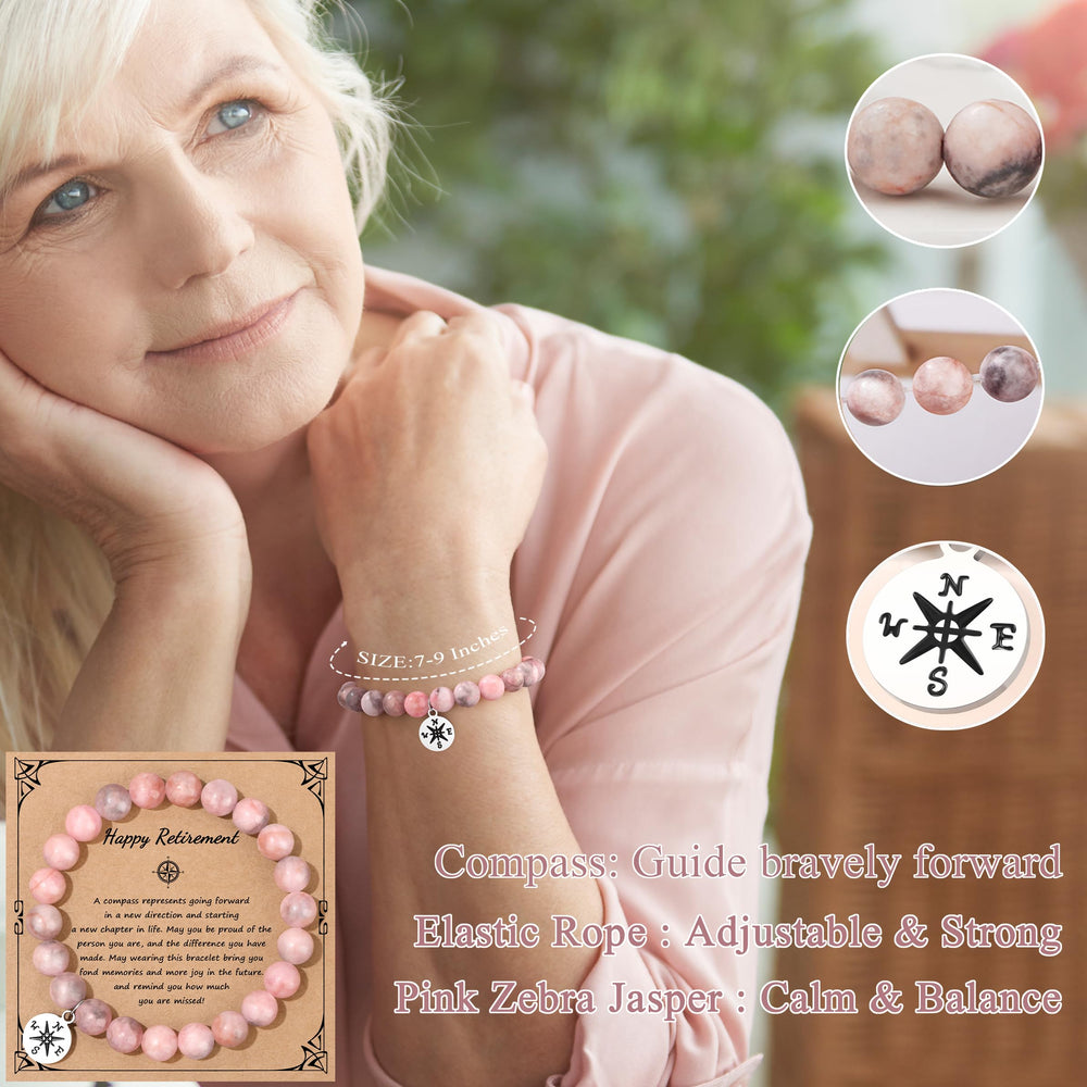JTENGTOP pink jasper bracelet with compass charm as a meaningful keepsake
