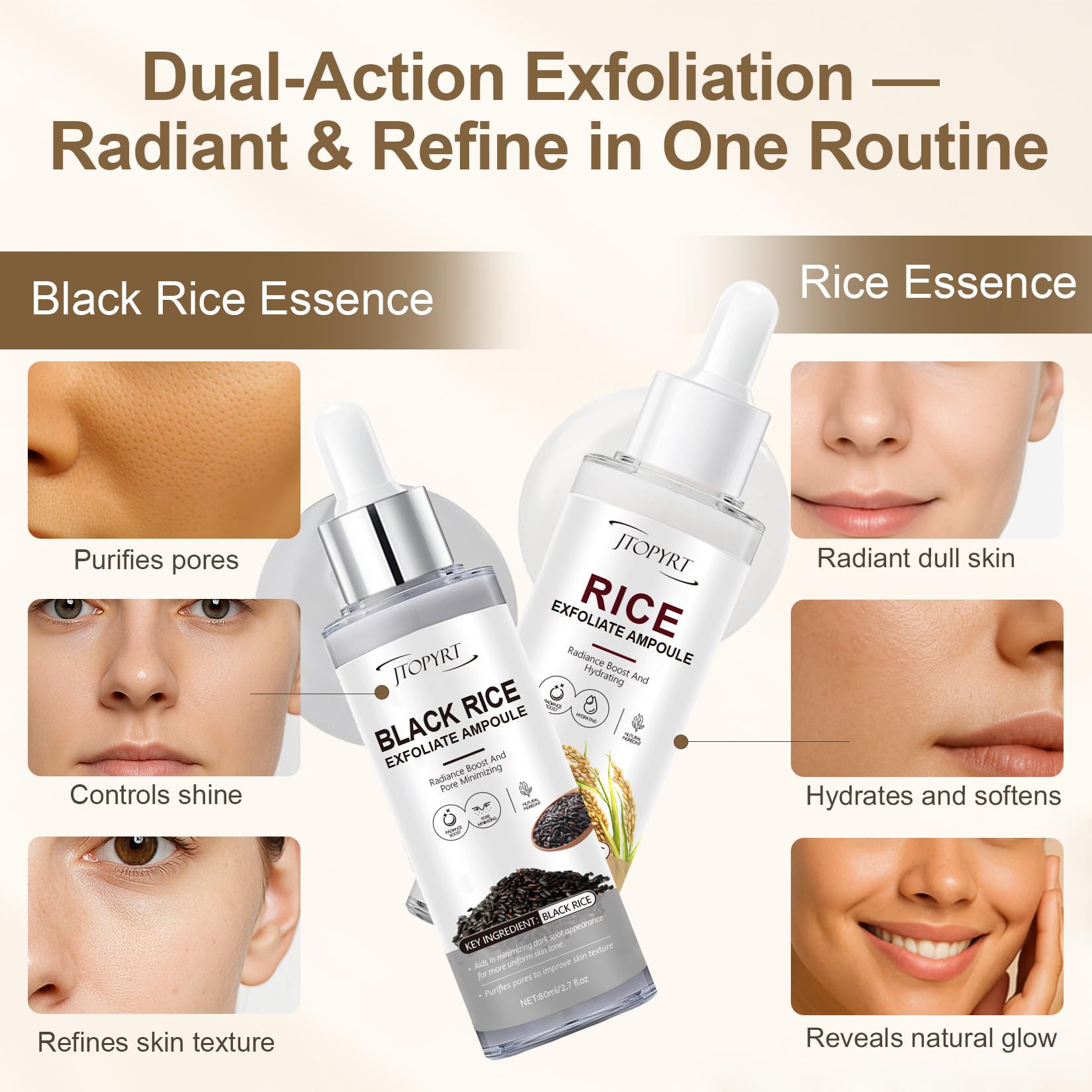 Jtopyrt Glow White Rice Exfoliate Ampoule gel flow demonstrates hydrating cleansing action.