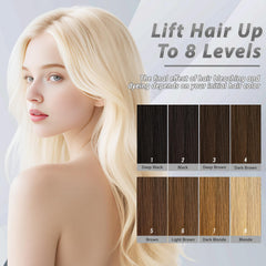 JUANCHI Gentle Cream Hair Bleach Kit developer bottle shows multi-strength compatibility.