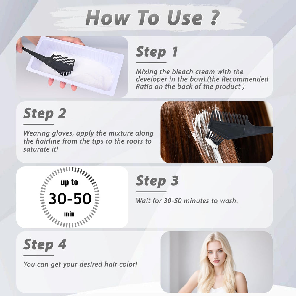 JUANCHI Gentle Cream Hair Bleach Kit mixing tools support safe, consistent prep.