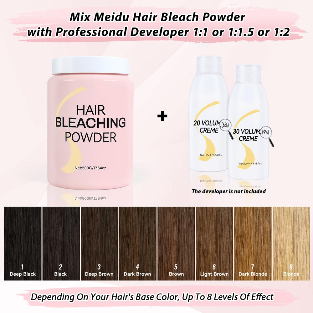 JUANCHI Hair Bleach Powder used with gloves for safe application.