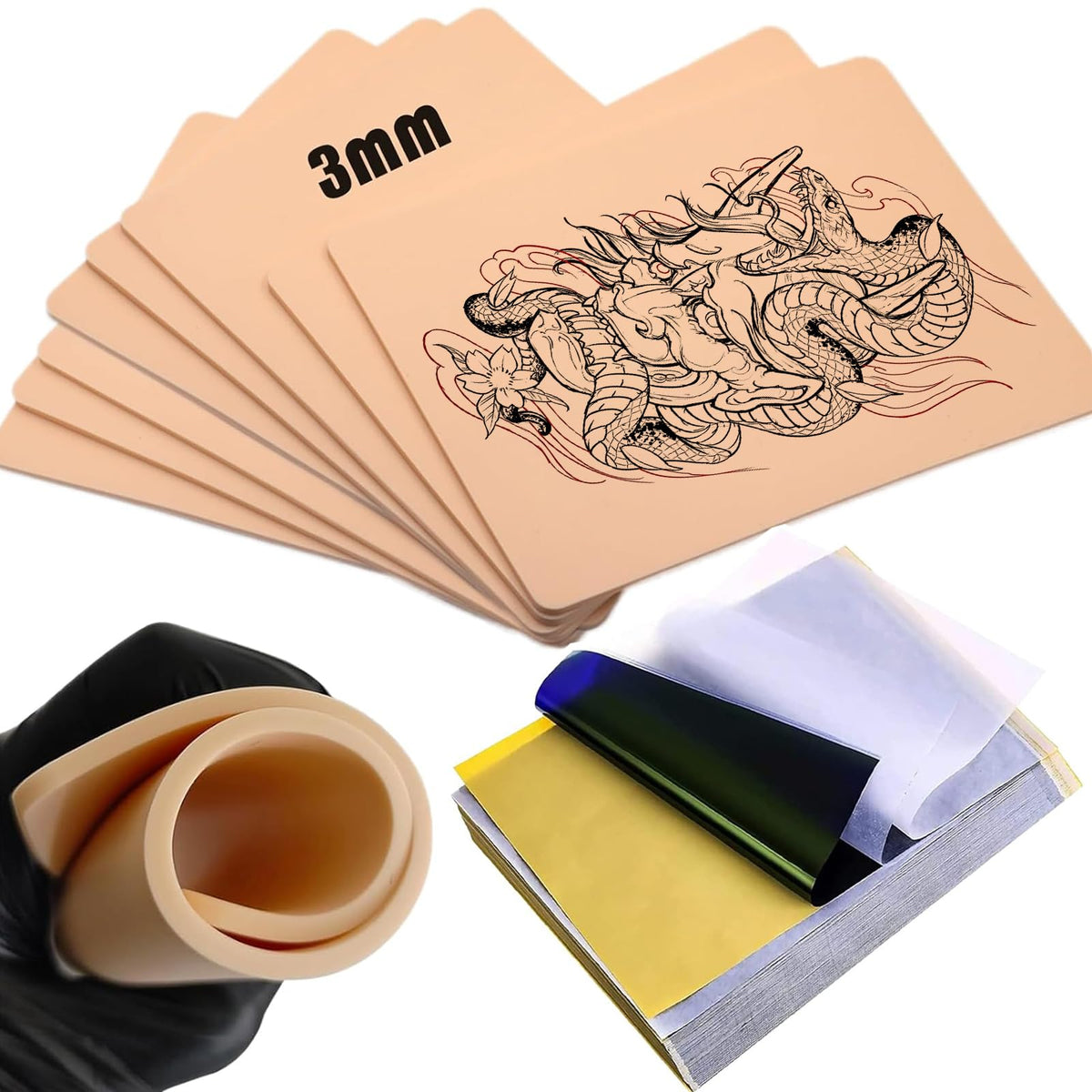 Judero 3MM tattoo skin kit front view for beginner-friendly practice