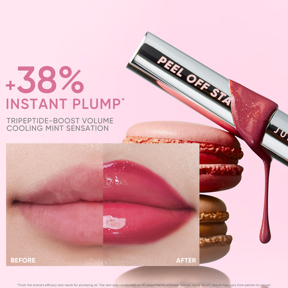 JUDYDOLL day-to-night lip look demonstrates defined, glossy lips on model.